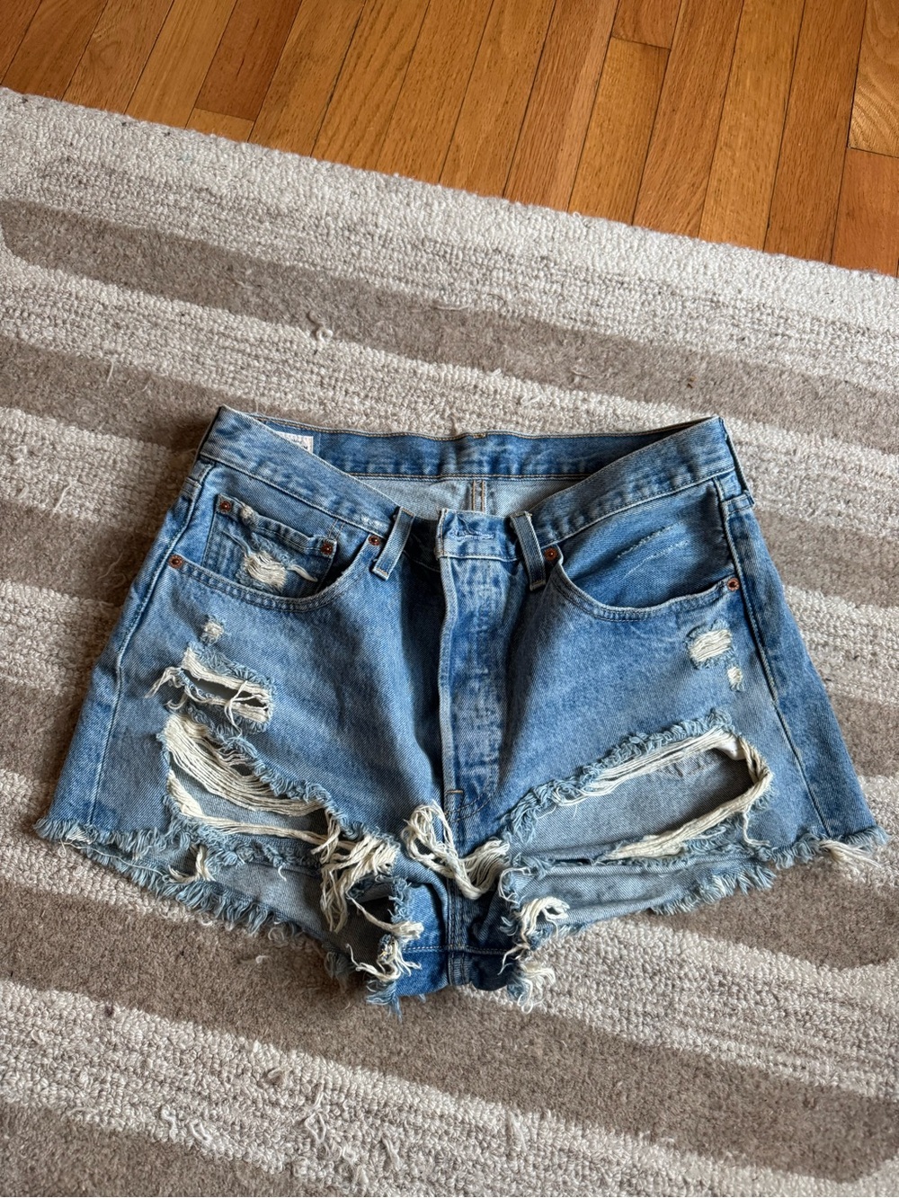 Levi’s Distressed Light Blue Denim Women's Shorts